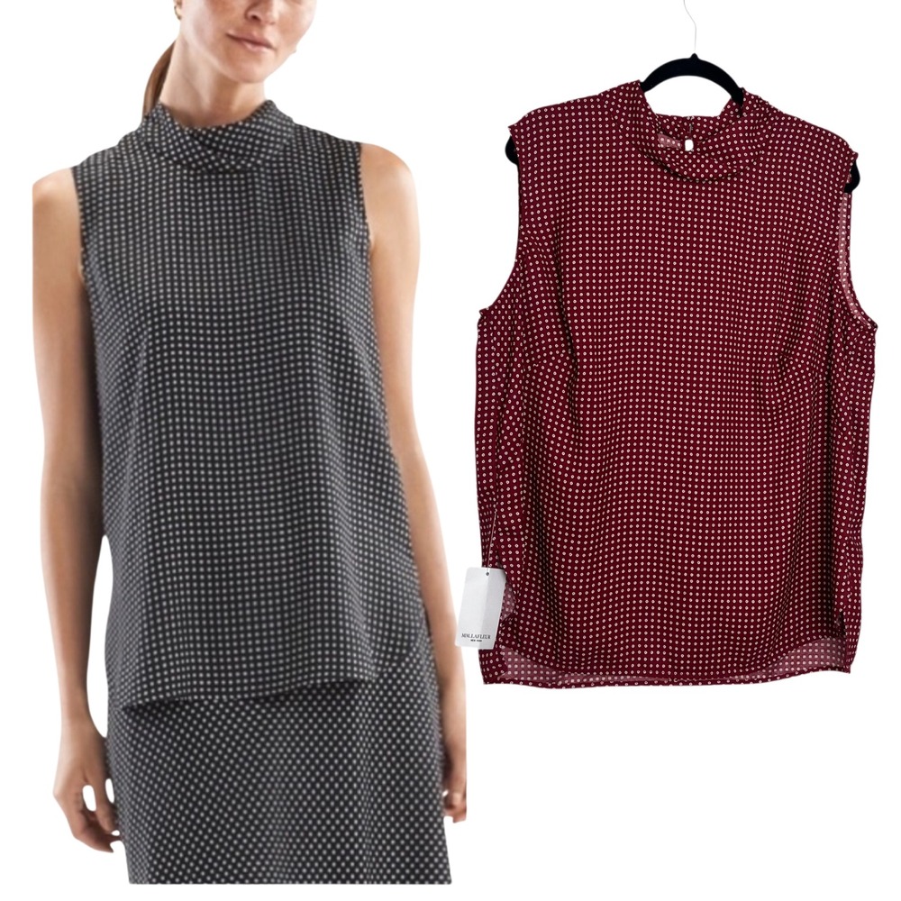 NWT MM LaFleur Lise Royal Checkered‎ Top Ruby Red Womens Plus Size 3X